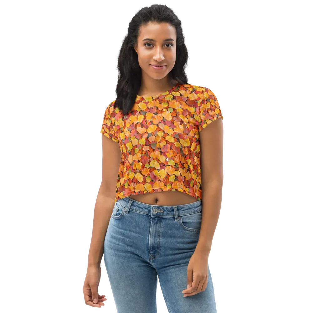 Ember Ginkgo on Crop Tee — Front