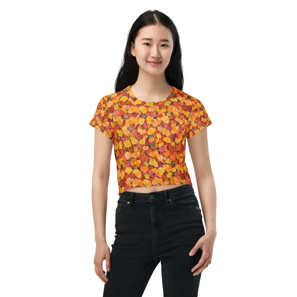 Ember Ginkgo on Crop Tee — Front