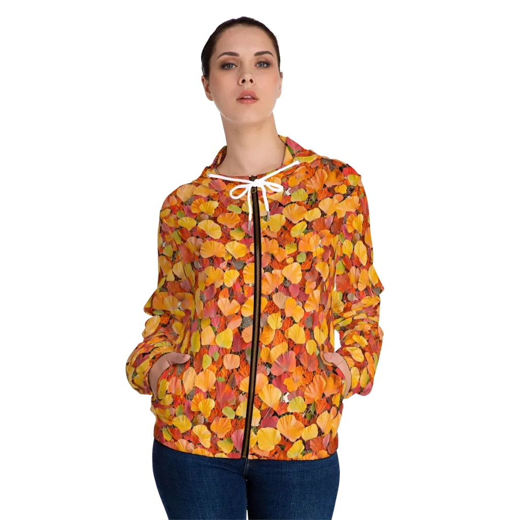 Ember Ginkgo on Women's Full-Zip Hoodie — Front On Person