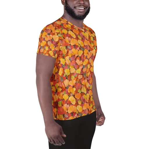 Ember Ginkgo on a Men's Athletic T-Shirt