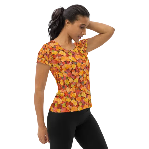 Ember Ginkgo on a Women's Athletic T-Shirt