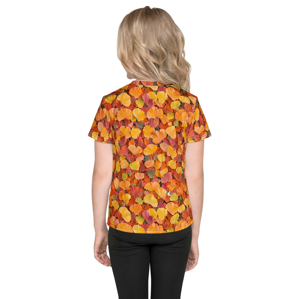 Ember Ginkgo on Kids Crew Neck T-Shirt — Back