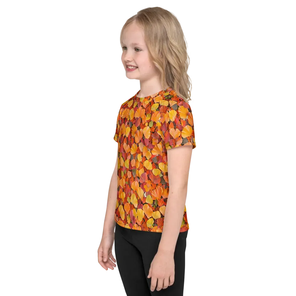Ember Ginkgo on Kids Crew Neck T-Shirt — Left