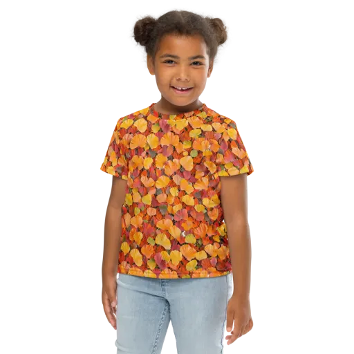 Ember Ginkgo on a Kids Crew Neck T-Shirt