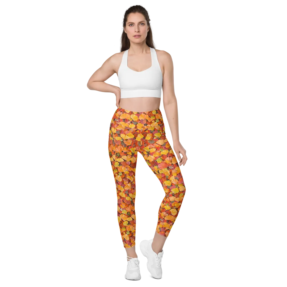 Ember Ginkgo on Leggings with Pockets — Front