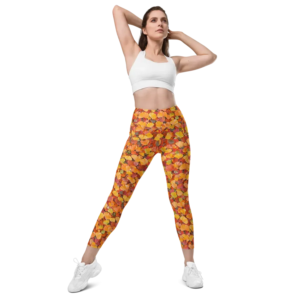 Ember Ginkgo on Leggings with Pockets — Front