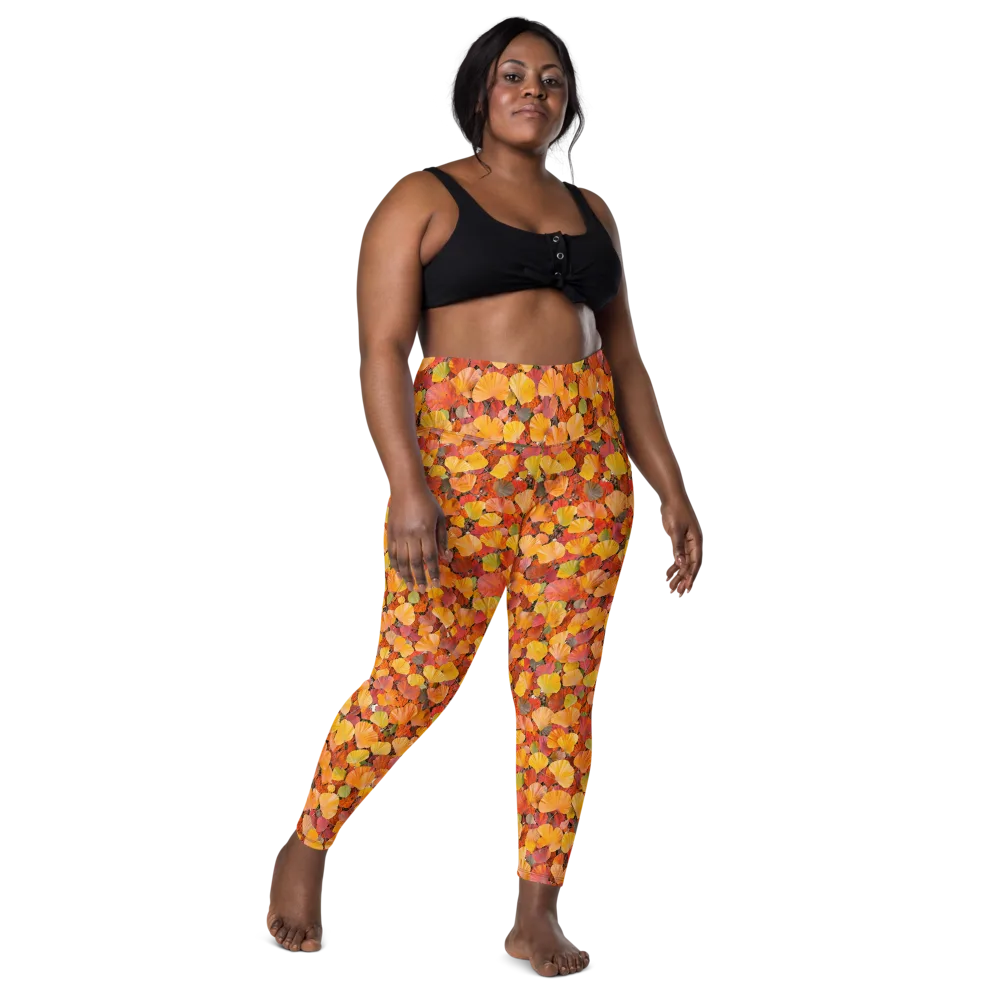 Ember Ginkgo on Leggings with Pockets — Front