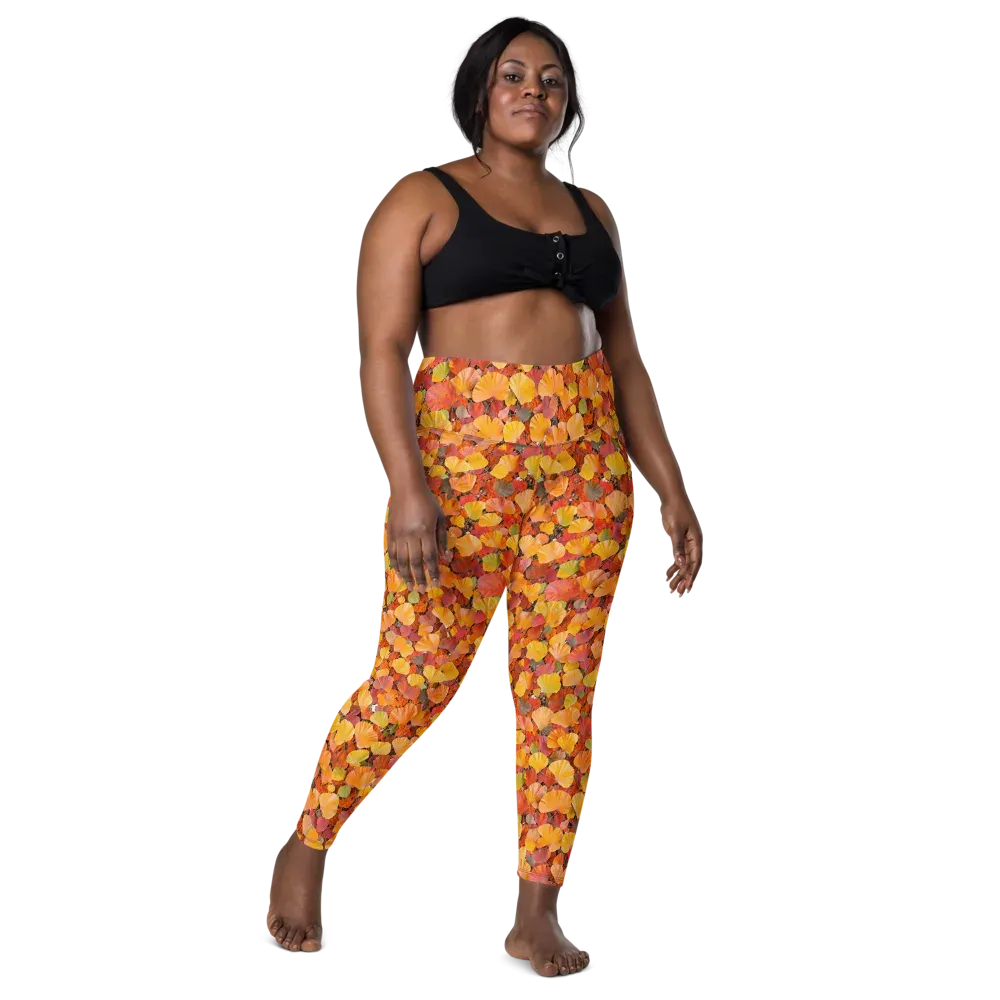 Ember Ginkgo on Leggings with Pockets — Front