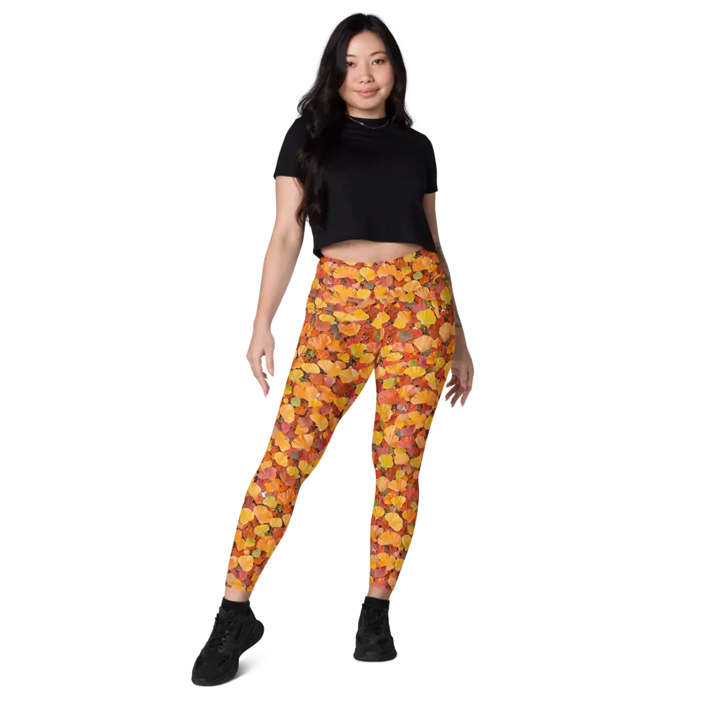 Ember Ginkgo on Leggings with Pockets — Front