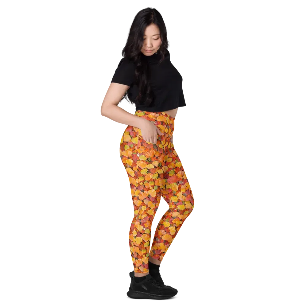 Ember Ginkgo on Leggings with Pockets — Right