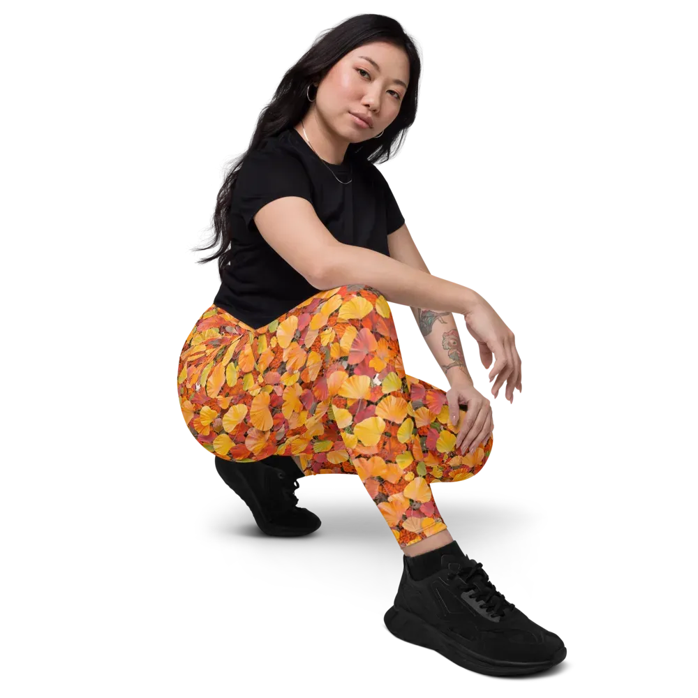 Ember Ginkgo on Leggings with Pockets — Right Front