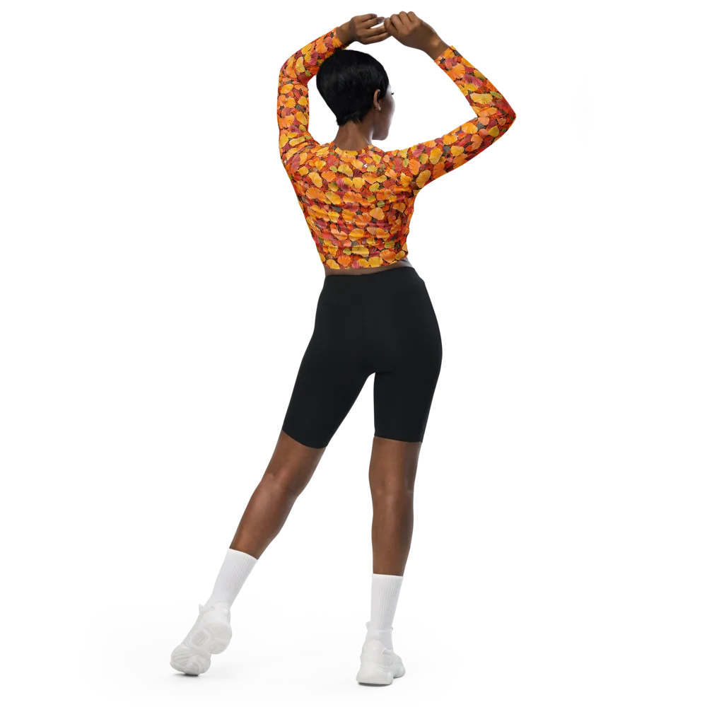 Ember Ginkgo on Long Sleeve Crop Top — Back