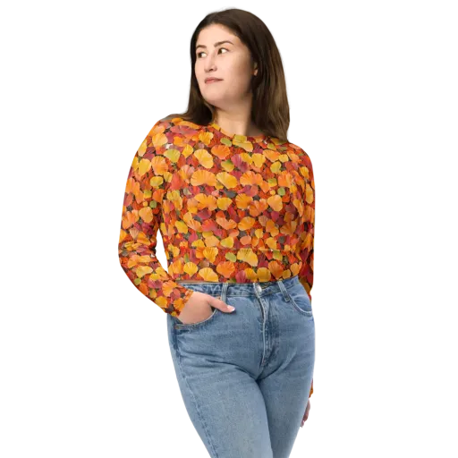 Ember Ginkgo on a Long Sleeve Crop Top