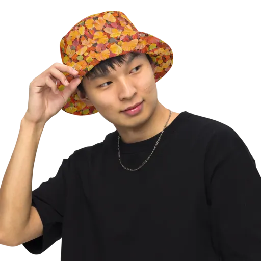 Ember Ginkgo on a Reversible Bucket Hat