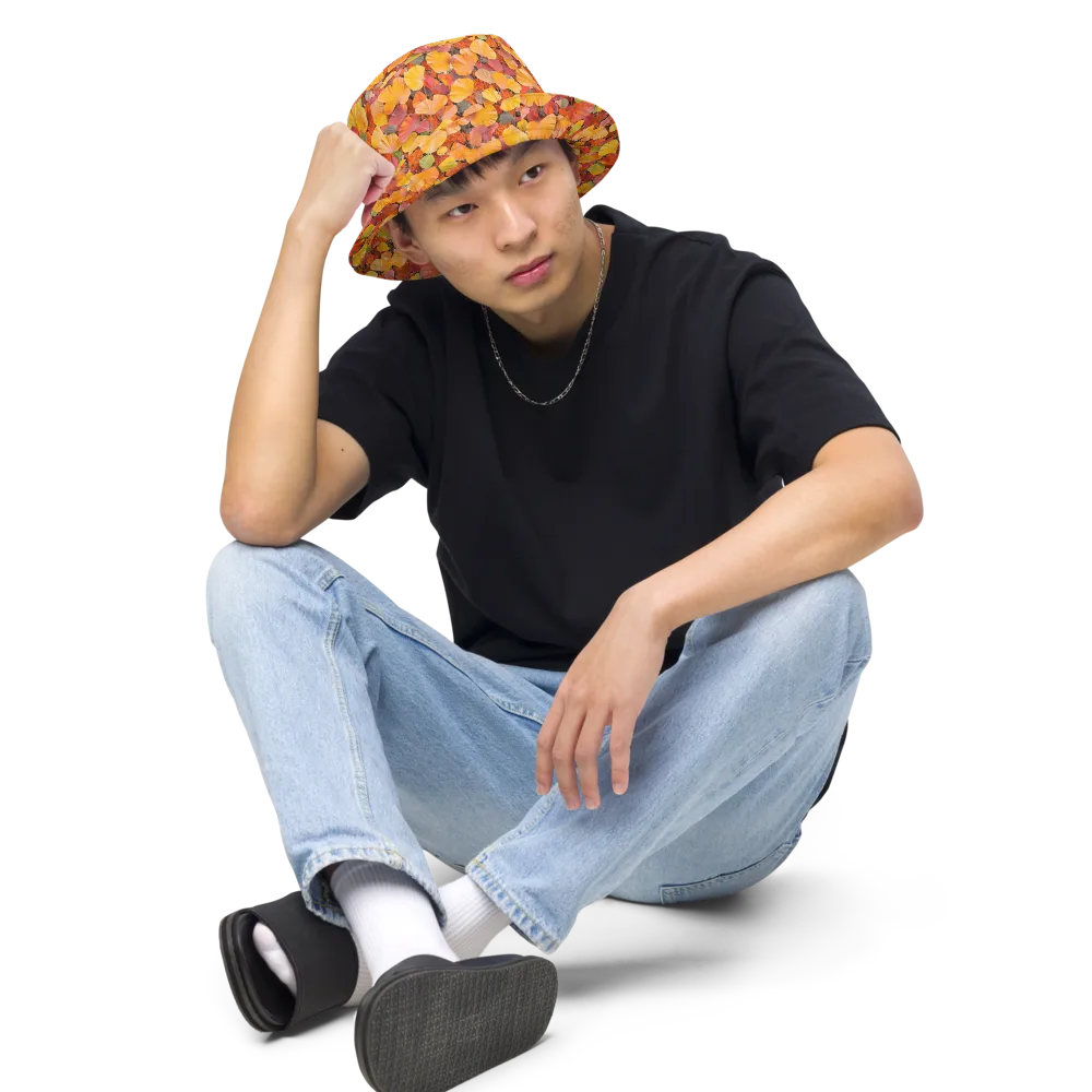Ember Ginkgo on Reversible Bucket Hat — Front 2 Inside
