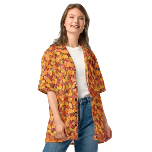 Ember Ginkgo on a Button Shirt