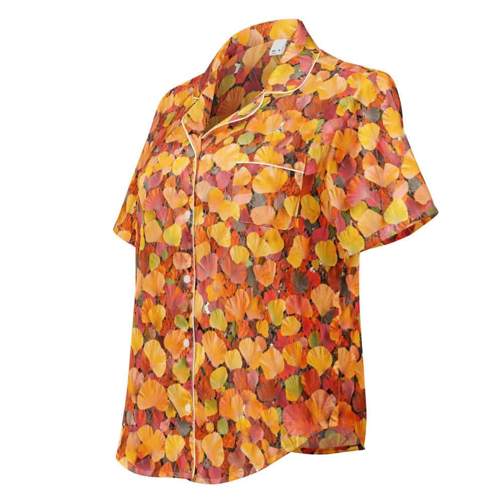 Ember Ginkgo on Women's Short Sleeve Pajama Top — Left Front