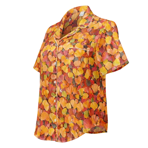 Ember Ginkgo on a Women's Short Sleeve Pajama Top