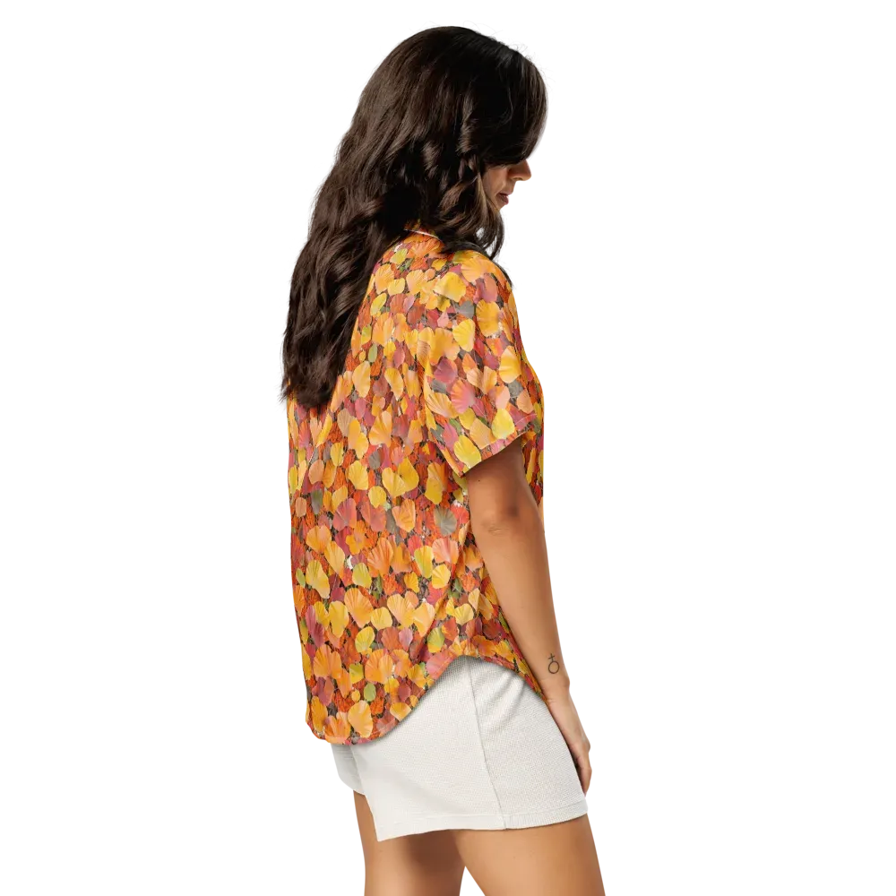 Ember Ginkgo on Women's Short Sleeve Pajama Top — Right Back