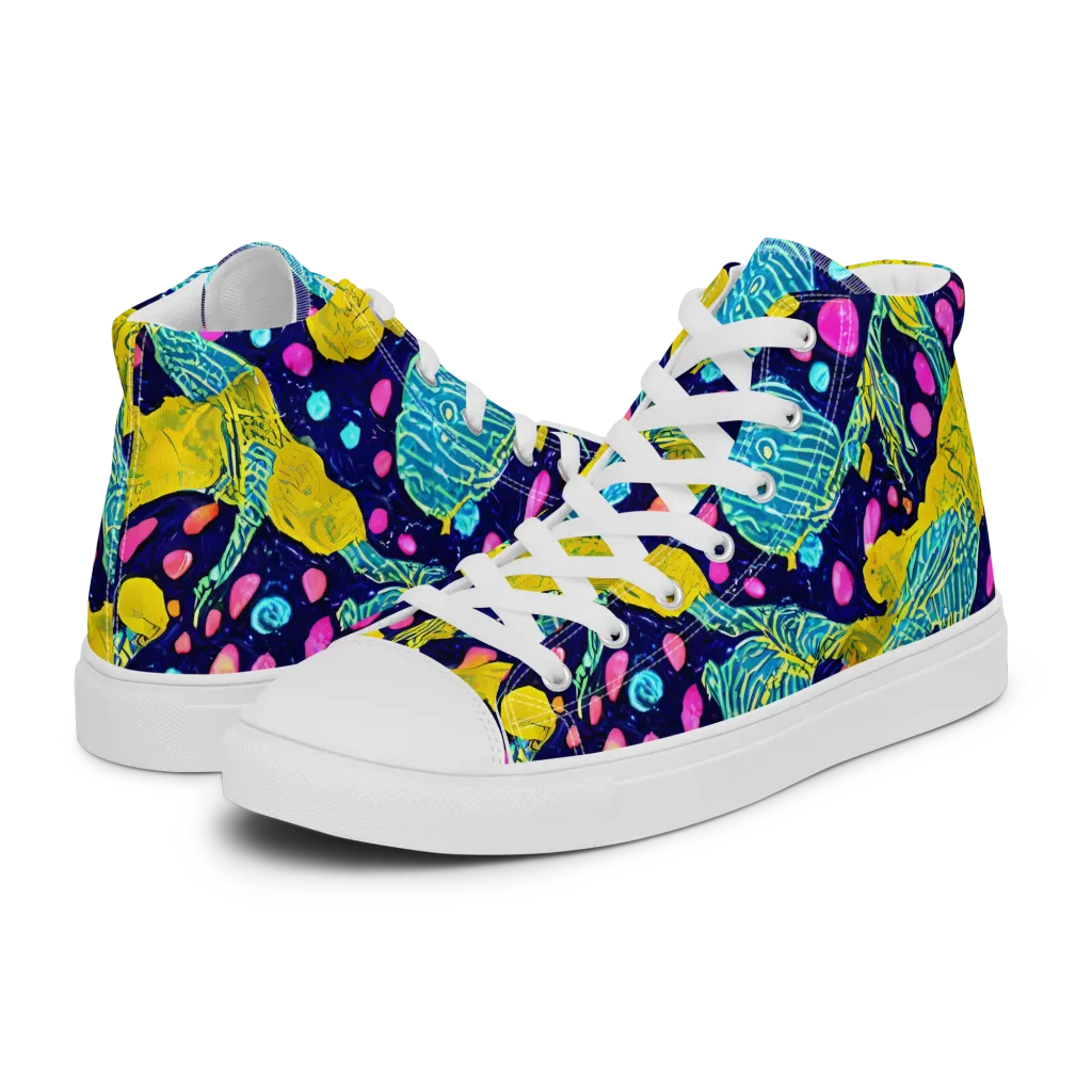 Deep-sea Daydream on Men's High Top Canvas Shoes — Left