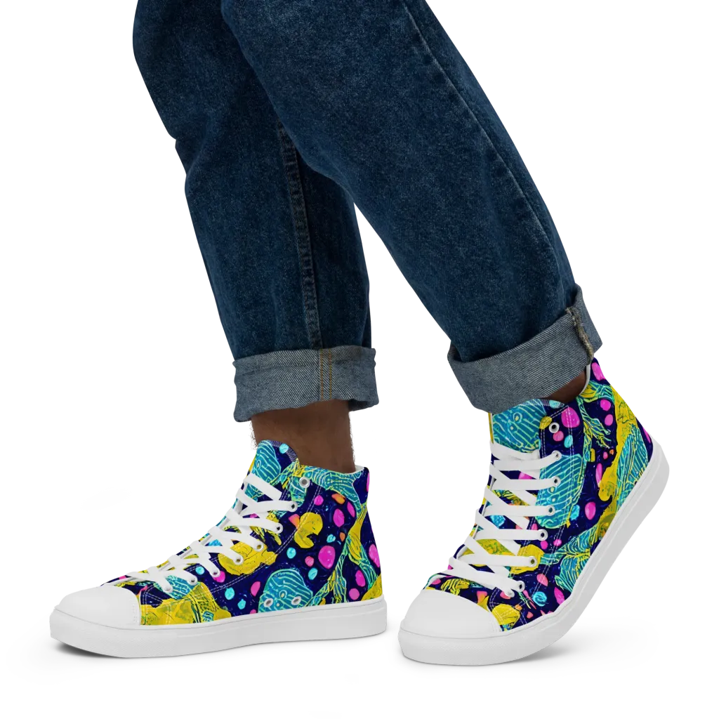 Deep-sea Daydream on Men's High Top Canvas Shoes — Left