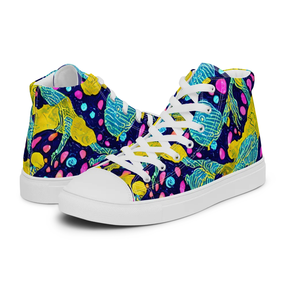 Deep-sea Daydream on Women's High Top Canvas Shoes — Left