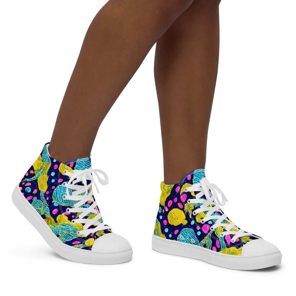 Deep-sea Daydream on Women's High Top Canvas Shoes — Right