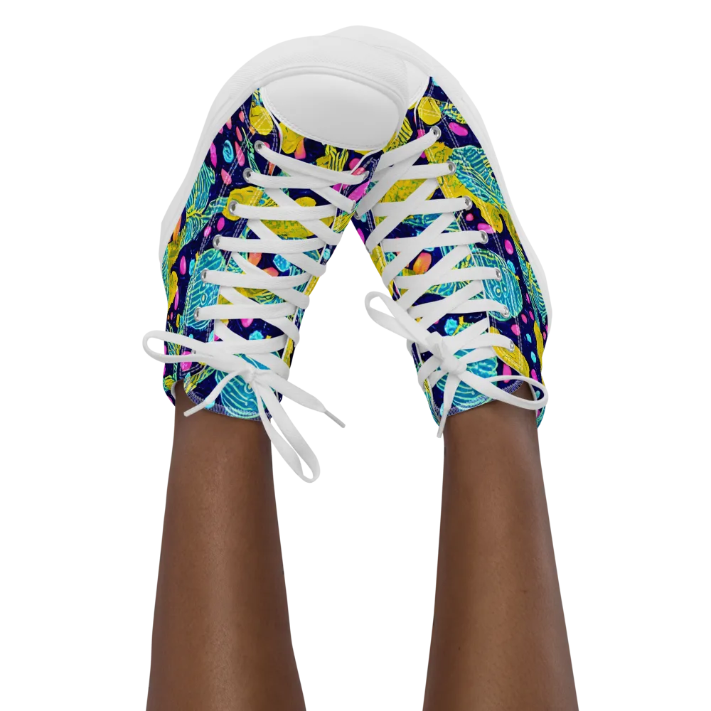 Deep-sea Daydream on Women's High Top Canvas Shoes — Front