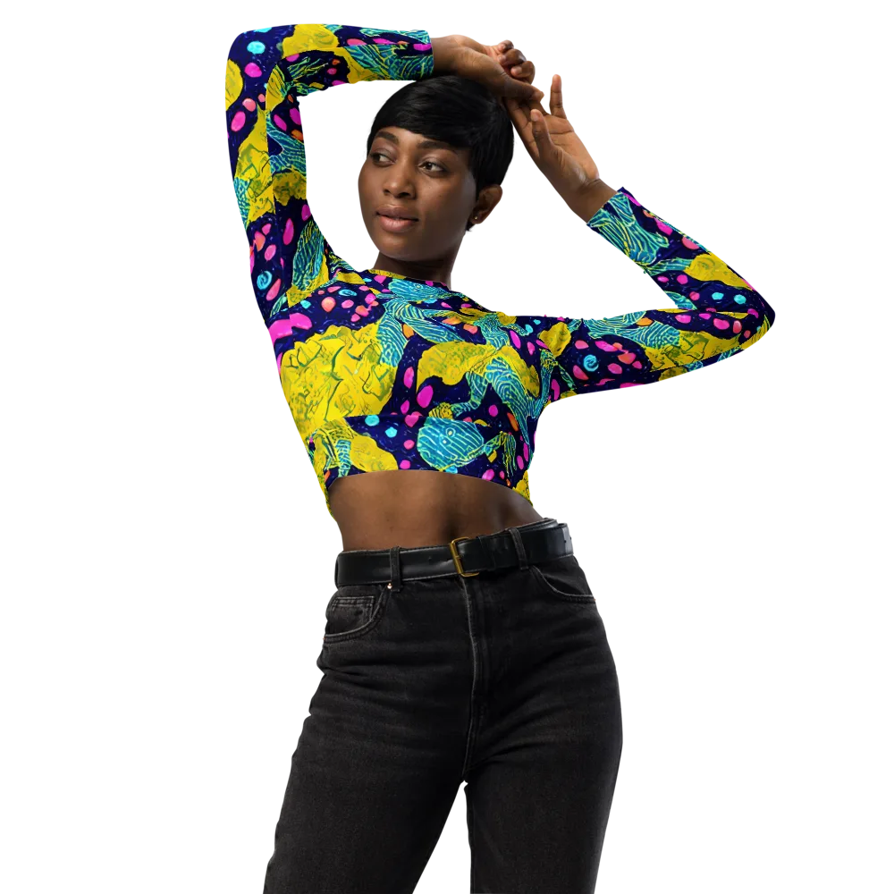 Deep-sea Daydream on Long Sleeve Crop Top — Front
