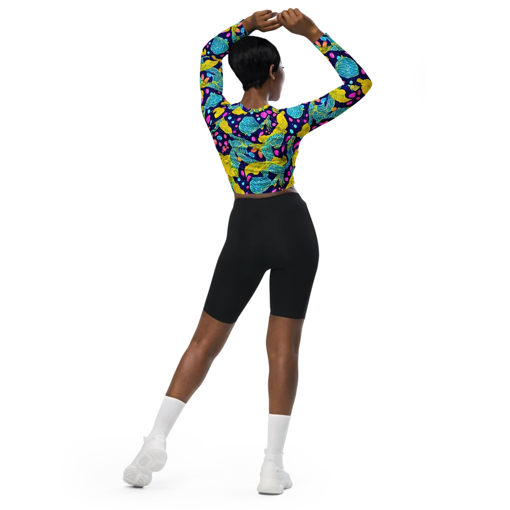 Deep-sea Daydream on Long Sleeve Crop Top — Back