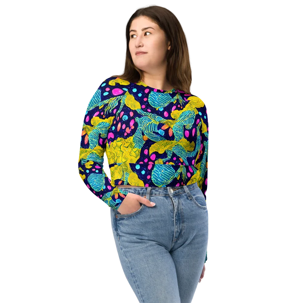 Deep-sea Daydream on Long Sleeve Crop Top — Front