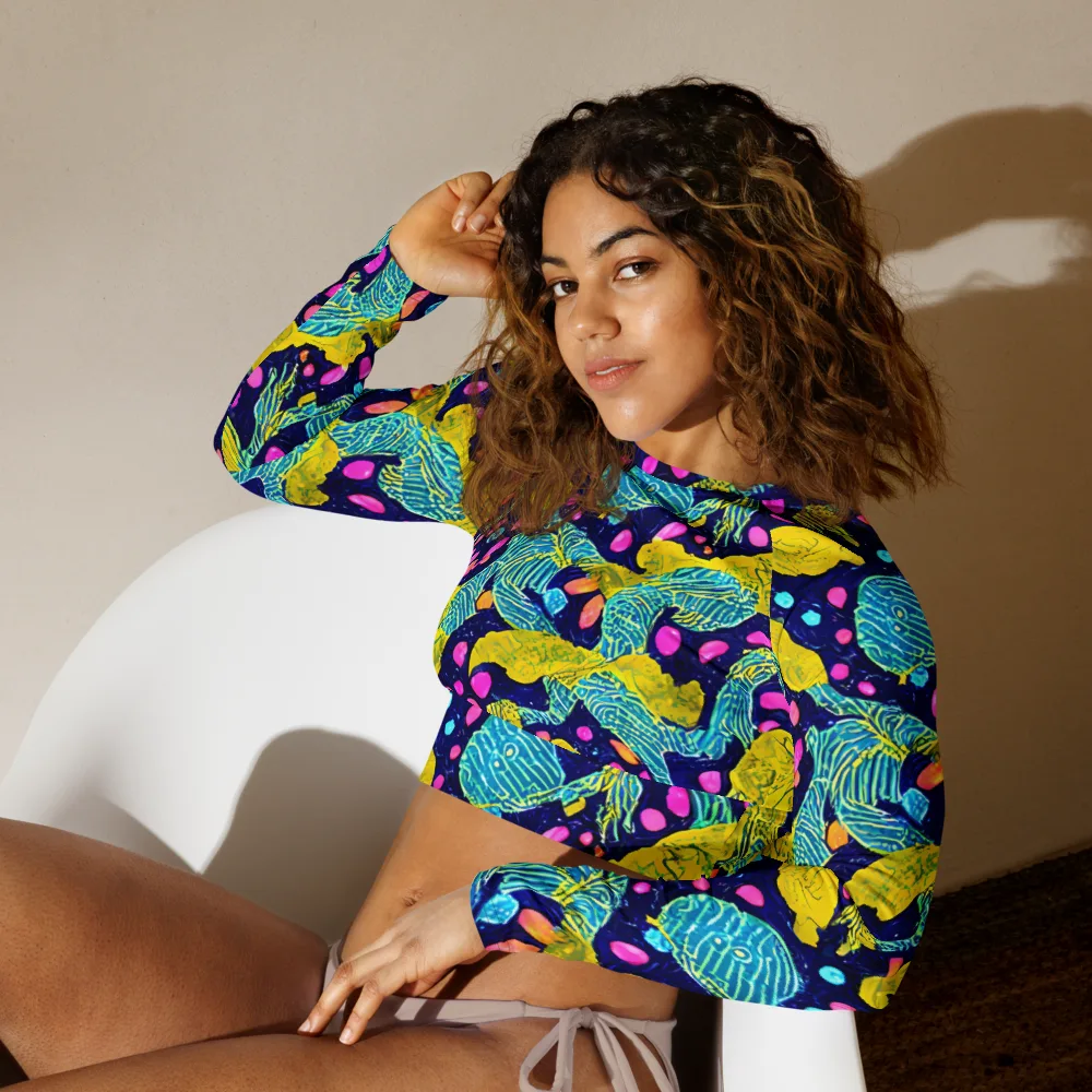 Deep-sea Daydream on Long Sleeve Crop Top — Left Front