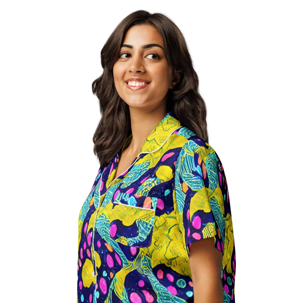 Deep-sea Daydream on Women's Short Sleeve Pajama Top — Left Front
