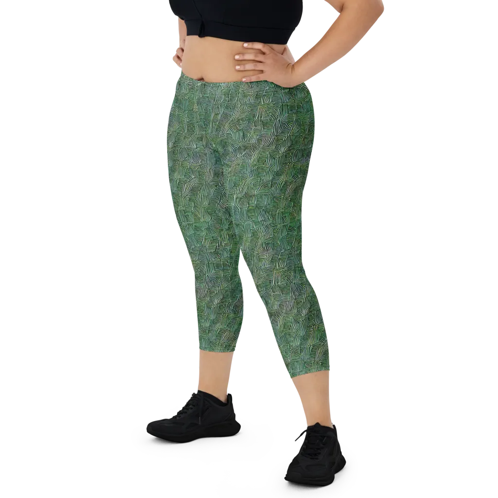 Verdant Labyrinth on Capri Leggings — Front