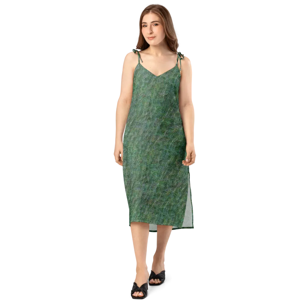 Verdant Labyrinth on Slip Dress — Front