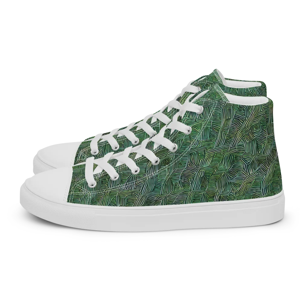 Verdant Labyrinth on Men's High Top Canvas Shoes — Left