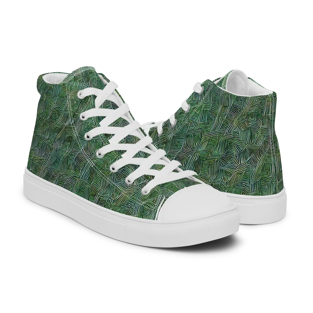 Verdant Labyrinth on Men's High Top Canvas Shoes — Right