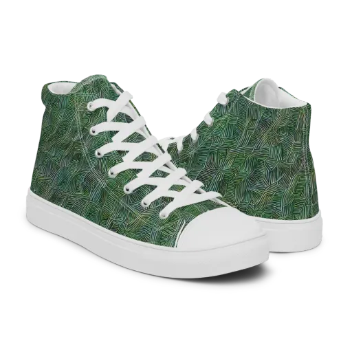 Verdant Labyrinth on a Men's High Top Canvas Shoes