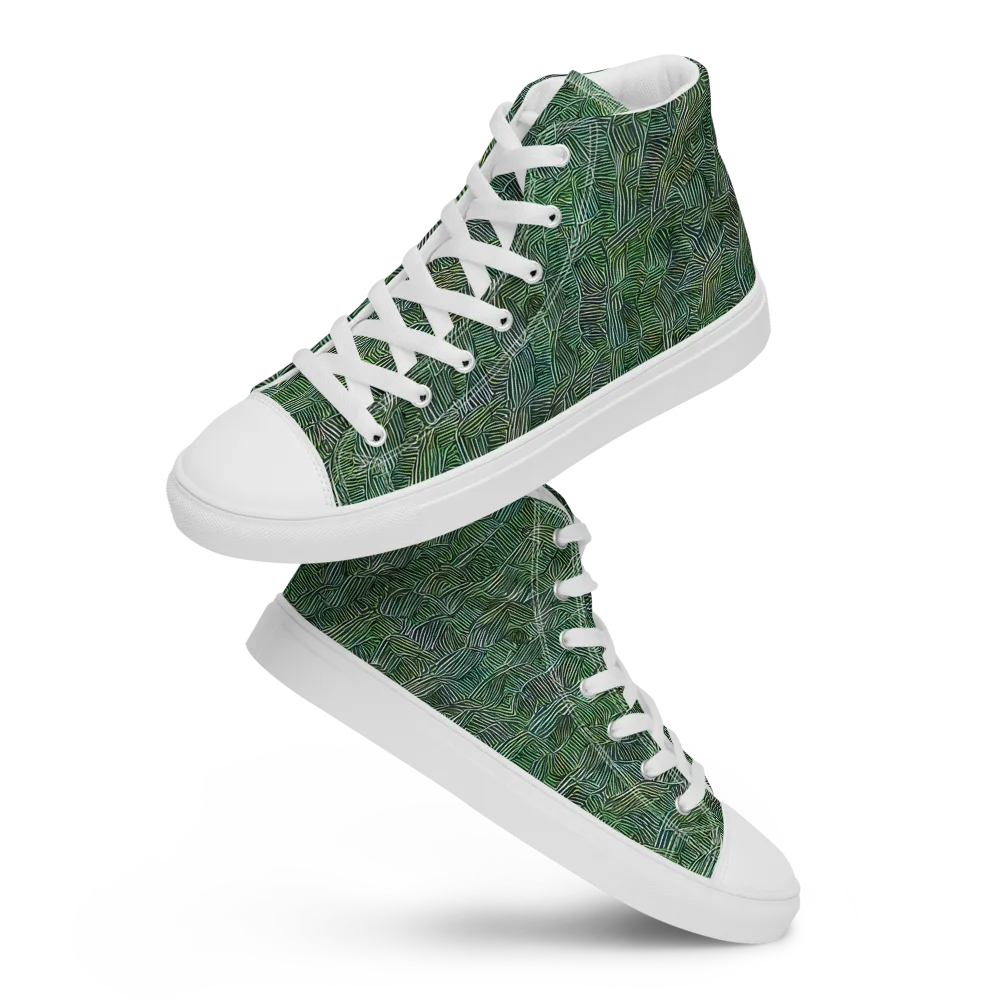 Verdant Labyrinth on Men's High Top Canvas Shoes — Front