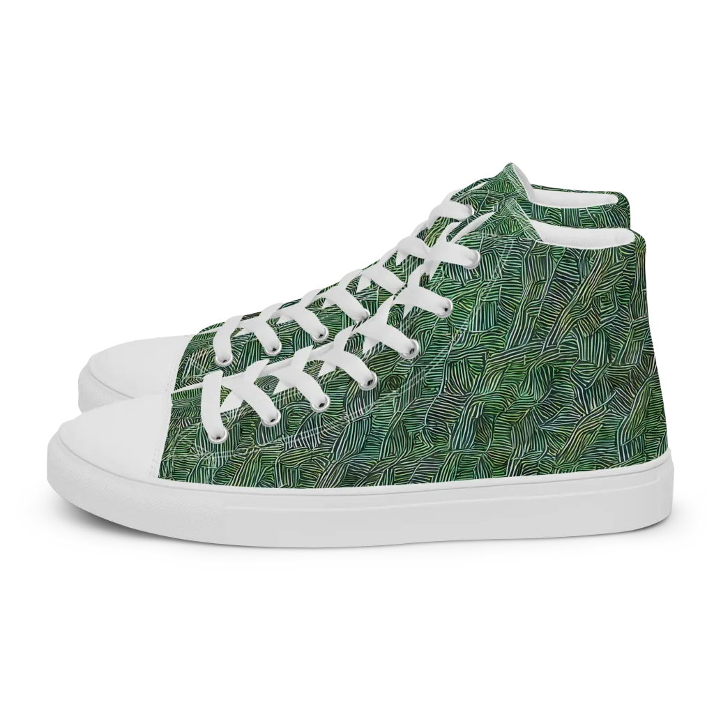 Verdant Labyrinth on Women's High Top Canvas Shoes — Left