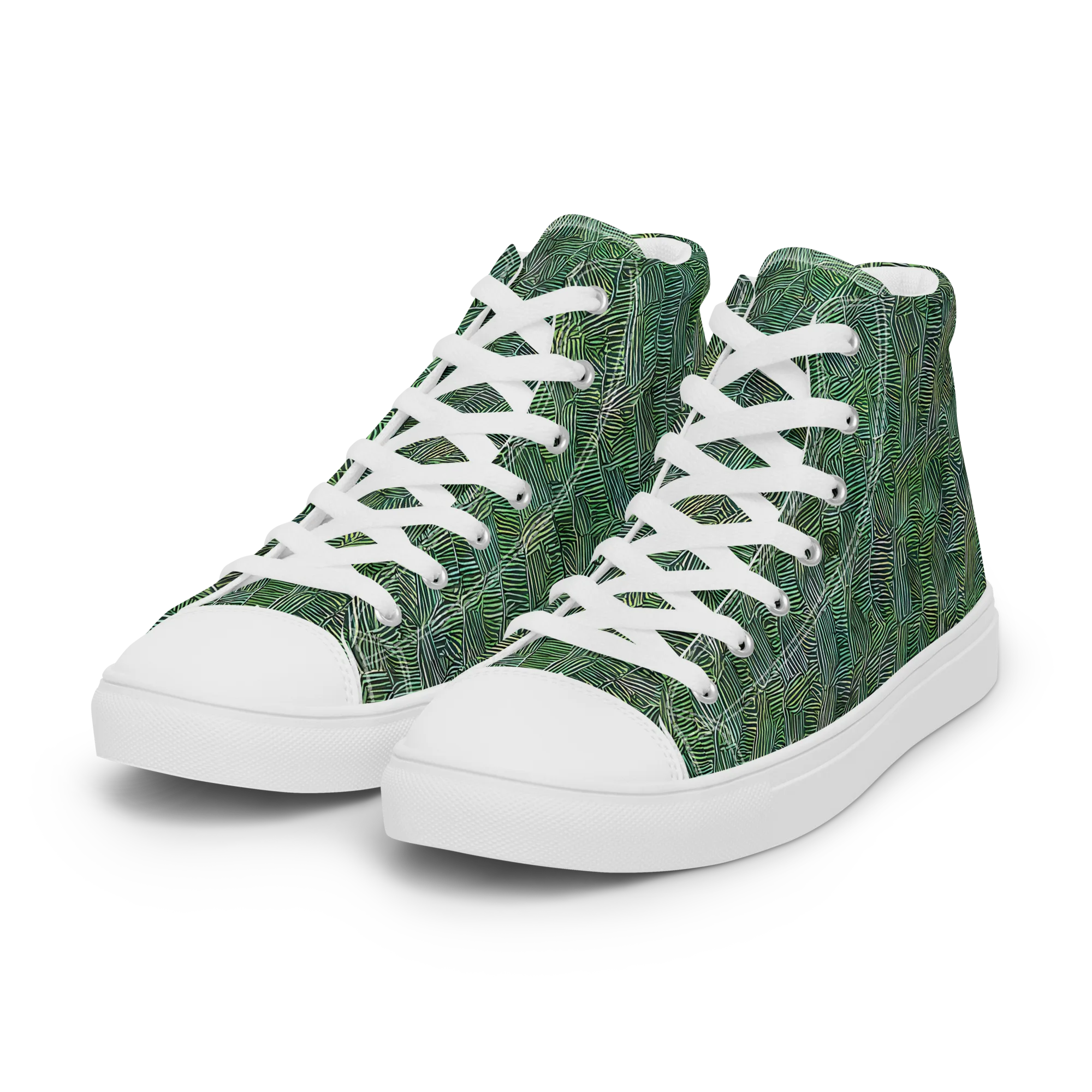 Verdant Labyrinth on Women's High Top Canvas Shoes — Left Front