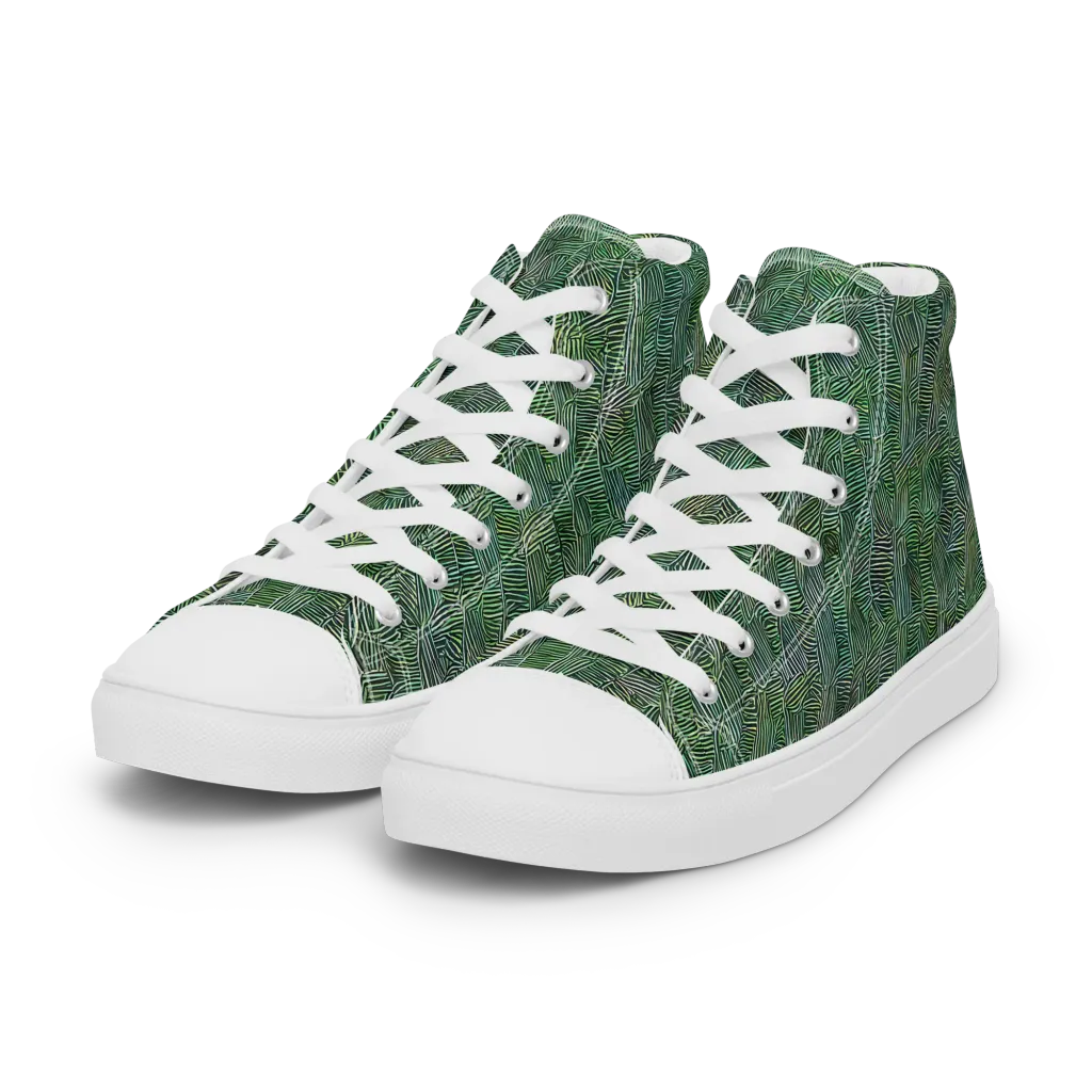 Verdant Labyrinth on Women's High Top Canvas Shoes — Left Front