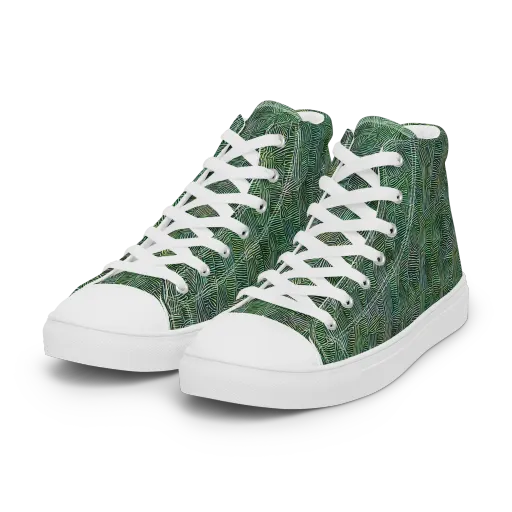 Verdant Labyrinth on a Women's High Top Canvas Shoes