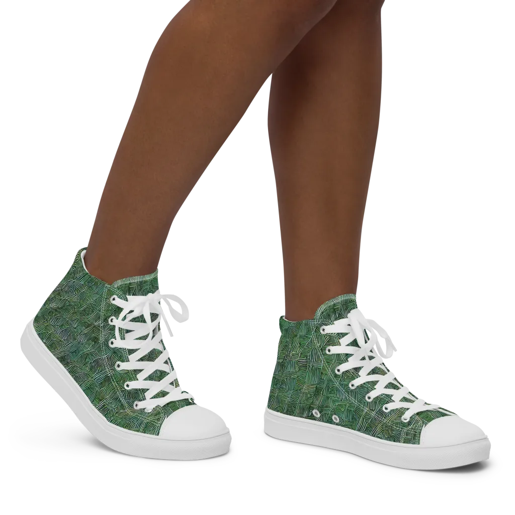 Verdant Labyrinth on Women's High Top Canvas Shoes — Right