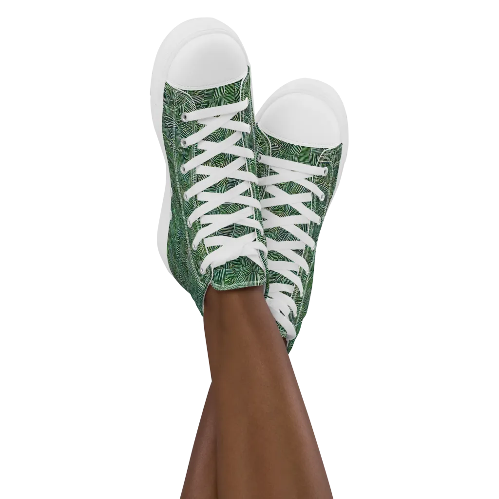 Verdant Labyrinth on Women's High Top Canvas Shoes — Front
