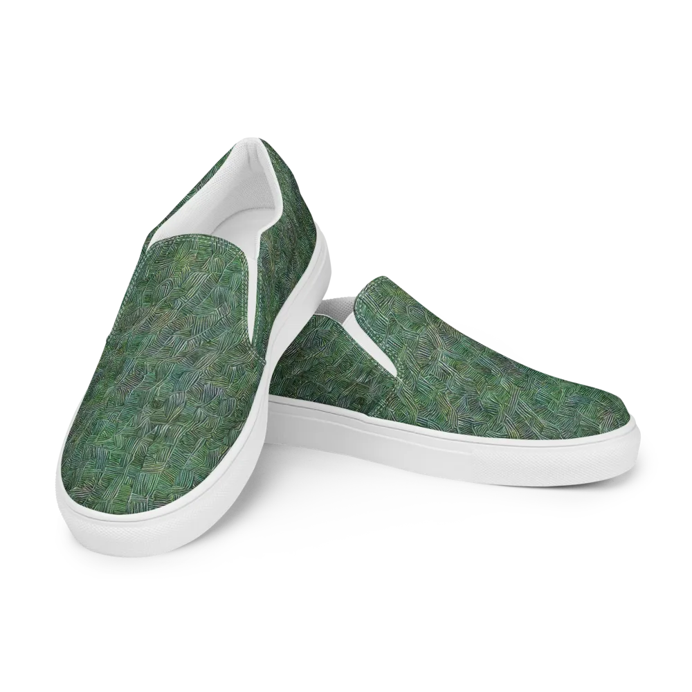 Verdant Labyrinth on Men's Slip-On Canvas Shoes — Left Front