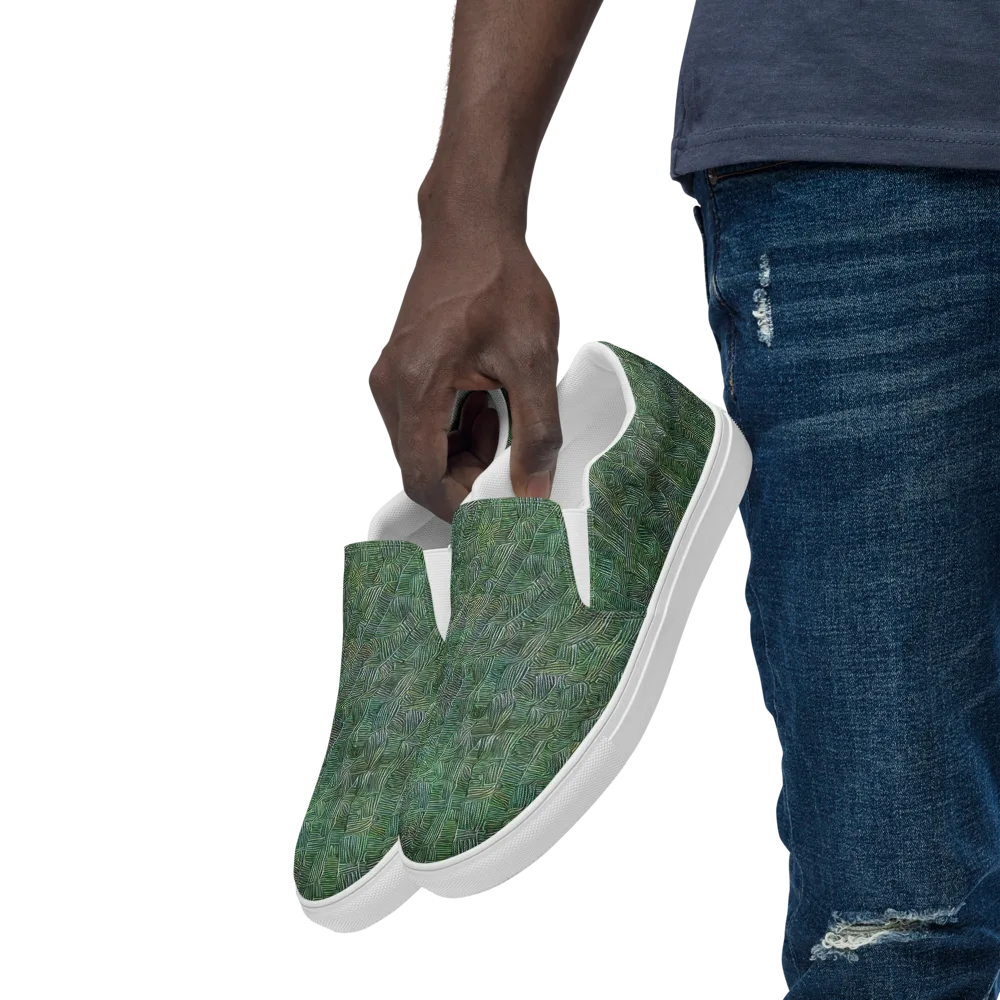 Verdant Labyrinth on Men's Slip-On Canvas Shoes — Left Front