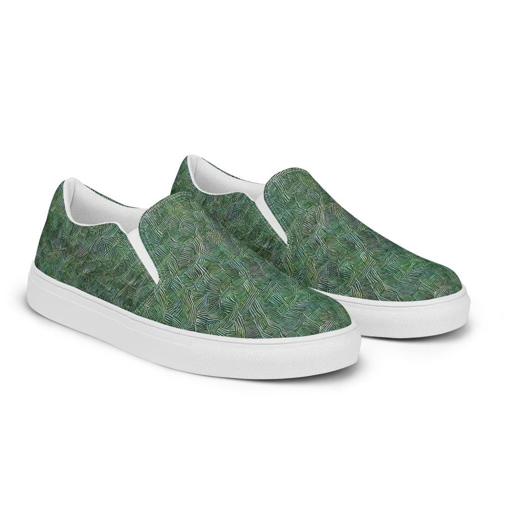 Verdant Labyrinth on Women's Slip-On Canvas Shoes — Right Front