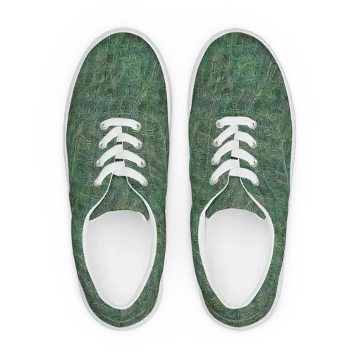 Verdant Labyrinth on a Men's Lace-Up Canvas Shoes