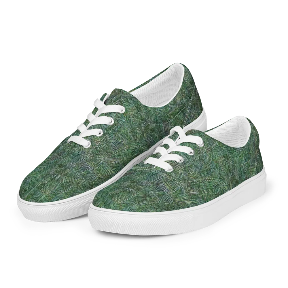 Verdant Labyrinth on Men's Lace-Up Canvas Shoes — Left Front
